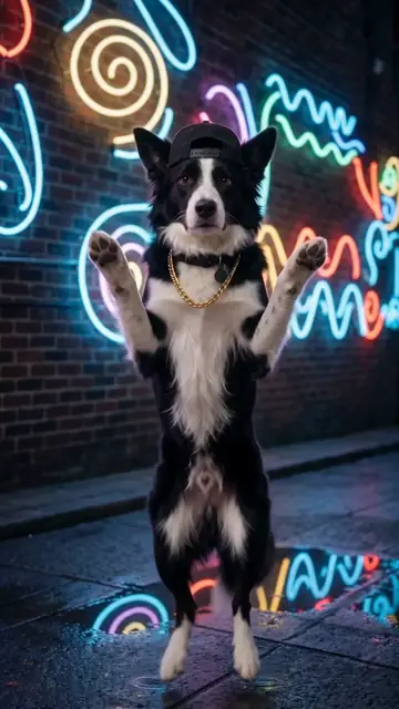 AI dancing border collie, Hip-hop style